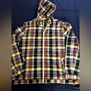Club room Plaid hoodie zipper jacket